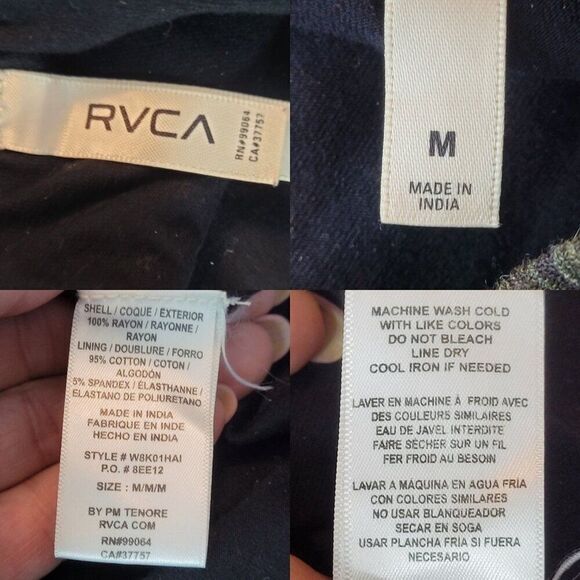 RVCA Womens Army Green SharkBite Skirt Sz M Smocked Waistband Frayed Hem Mad Max - Picture 3 of 13